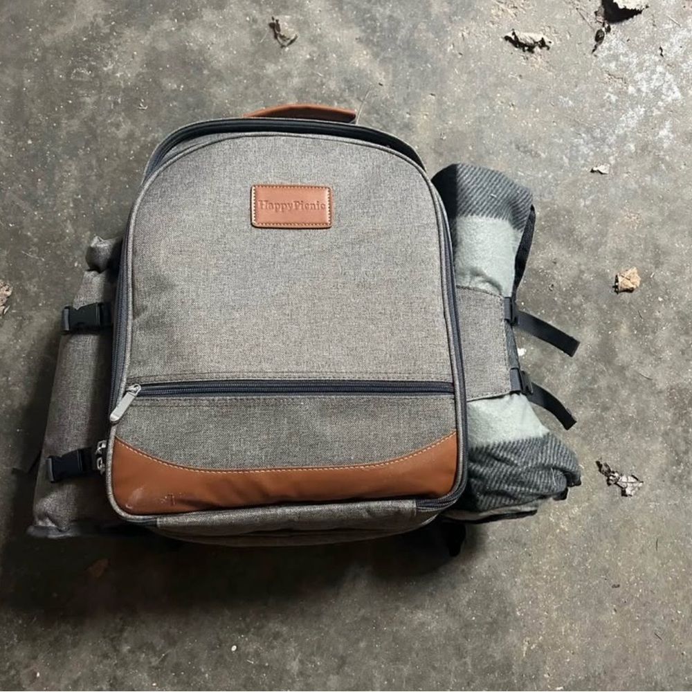 Gray and Brown Picnic Backpack